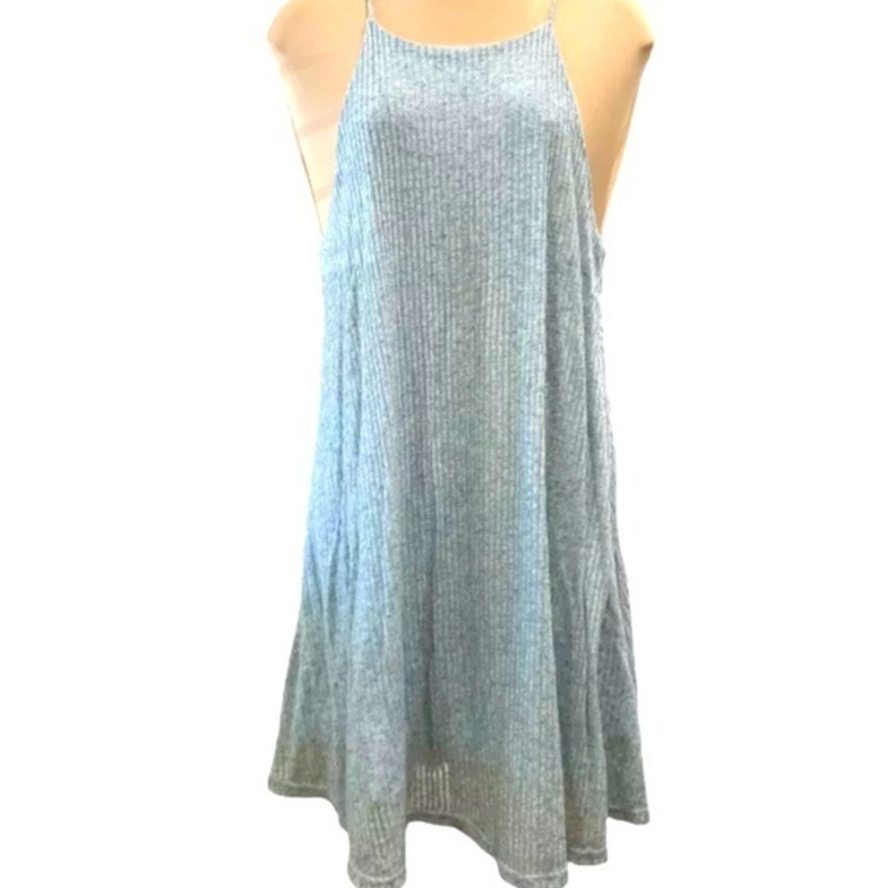 Grey Green Ribbed Tank Dress